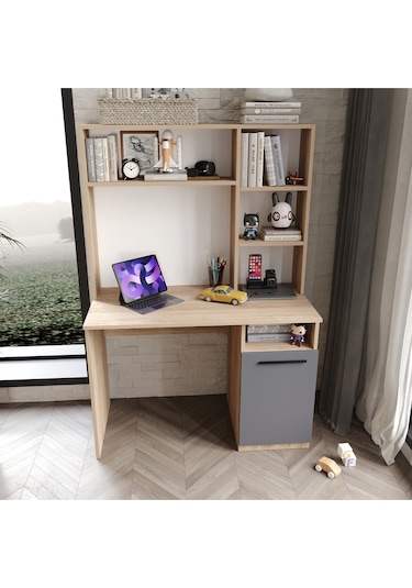 Izmir Çocuk Odası Takımı Tamamı Mdf Antrasit Ve Flora Aynalı