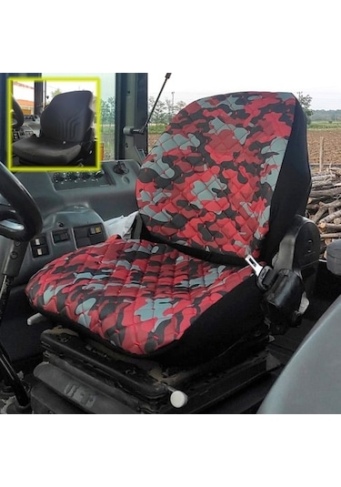 Kabinli Traktör Koltuk Kılıfı- Kırmızı Kamuflaj-Ithal Impertex