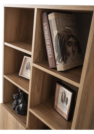 Hazar Raflı Kapaklı Kitaplık 70x37x180cm Ceviz