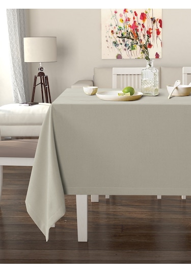 Keten Renk Masa Örtüsü Kadife Dokulu Leke Tutmaz Keten