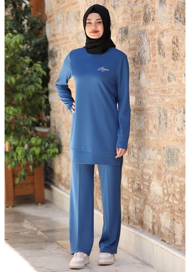 Cemre Tesettür Takım Mavi Mavi