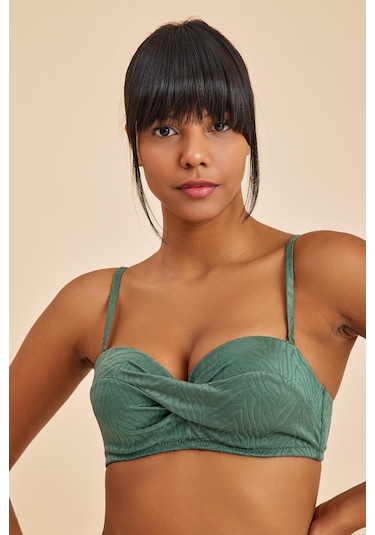 Amarelle Bali Yeşil Balenli Dolgulu Straplez Push-up Bikini Takım Yeşil
