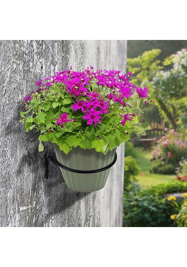 Jeemson 3'lü Demir Duvar Montajlı 8 İnç Halka Bitki Saksı Tutucusu - Dikey Alan Kullanıma Alır Siyah