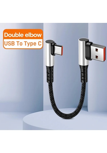 Crouchçift Dirsek Usb-c Kablosu 6a Hızlı Şarj Iphone Uyumlu 15 Android İçin 90 Derece Veri Kablosu Chınamavi0,5 M
