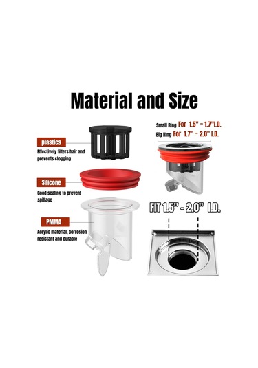 Fosenze Banyo Ve Mutfak Kokusu Engelleme Valfi, Ters Akış Önleyici, Saç Filtreli, 1.5-2.0 İnç Evsel Su Tüpü Uyumlu, Otomatik Açma-kapama Mekanizması Kırmızı