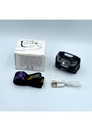 Yaozixa Süper Parlak 5w Led Fenerli, 6 Saat Süre Li-po Bataryalı, Duyarlı Sensörlü, Siyah Kafa Feneri - Gece Balıkçılığı İçin Özel Tasarım