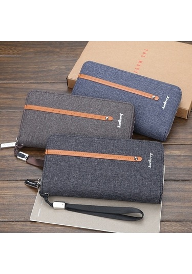 Zyzqstore Baellerry Kanvas Cüzdan Uzun Fermuarlı Vintage Çok Kartlı Debriyaj Erkek Kahve Kahverengi Kahverengi