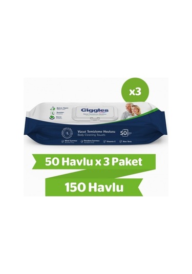Giggles Vücut Temizleme Havlusu 3 x 50'li