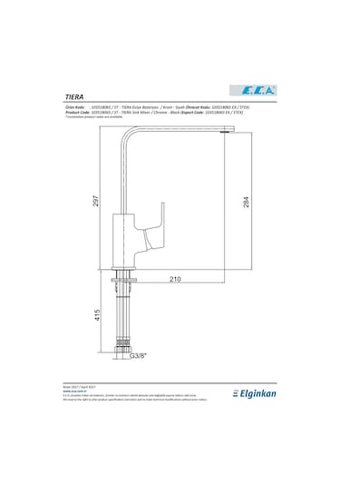 Eca Tiera Bi-Color Mutfak Eviye Bataryası Krom Siyah 103518123
