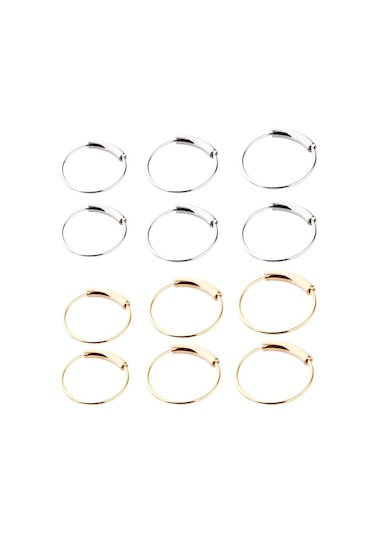 Suntek 2 Adet Burun Halkası Hoop Tragus Helix Kulak 6mm-gümüş Mavi - Gümüş