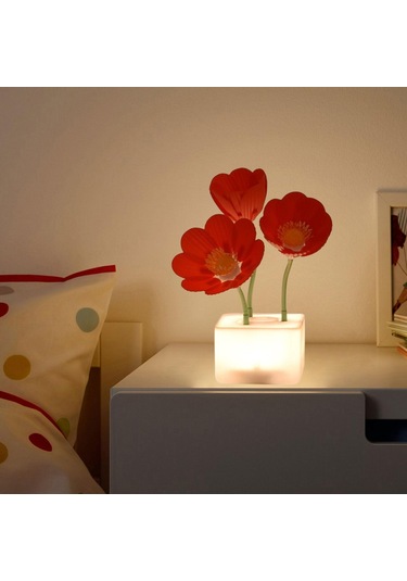 Homyl Otomatik Blooming Çiçek Gece Işık Yatak Odası Ekran Kırmızı Çok Renkli