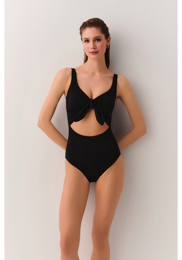 Suwen Ön Bağcıklı Toparlayıcı Mayo Sbn25740012 Siyah