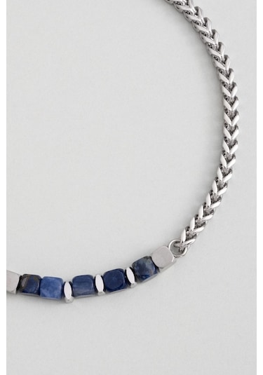 So Chic Sodalit Taşlı Çelik Zincir Erkek Bileklik Çelik