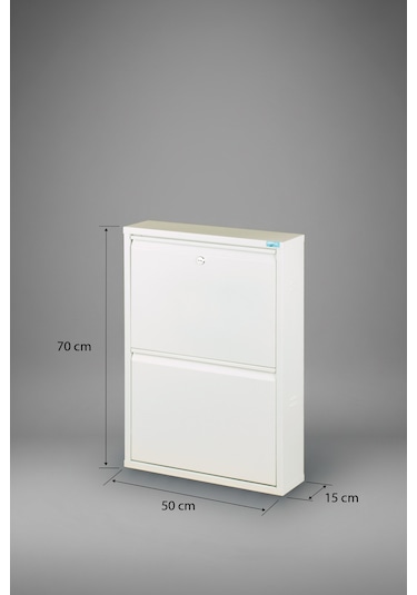 Lıccıa Metal Ayakkabılık 2 Li Kilitli Model Beyaz