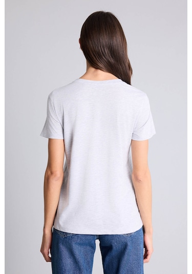 Defacto Baskılı Gri Kadın T-shirt H2144ax/gr93 Gri