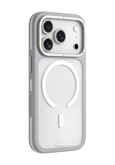 İphone 17 Pro Uyumlu Kılıf M-safe Şarj Özellikli Youngkit Rock Sand Serisi Kapak Gri