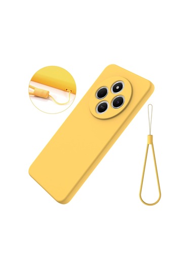 Xiaomi Poco M7 5g İçin Düz Renk Sıvı Silikon Damlamaz Tam Kapsama Telefon Kılıfı Sarı