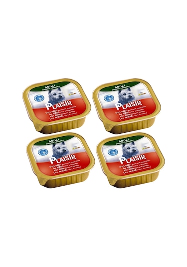 Plaisir Sığır Etli Pate Konserve Yetişkin Köpek Maması 4 x 150 G