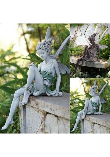Wezone Beyaz Peri Heykeli - Dekoratif Bahçe Süsü, 22 Cm Dayanıklı Reçine
