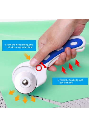 Aubyhe 3806 45mm 3'lü Fonksiyonlu Daire Kesici - Düz/dalgalı/noktalı Çizgiler, Abs Ve Karbon Çelik Bileşenli, 3 Bıçaklı El İşleri Ve Patchwork Aleti