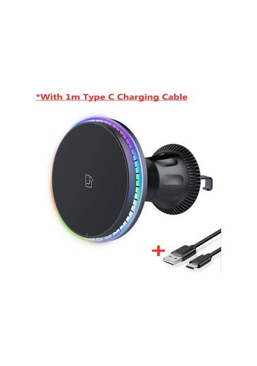 Vıkefon 30w Rgb Manyetik Araç Şarj Cihazı İphone 12-15 Pro Max İçin Hızlı Şarj Standı Yellow