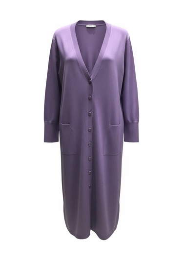 Kadın Önü Düğmeli V Yaka Cepli Mevsimlik Hırka Gülkurusu