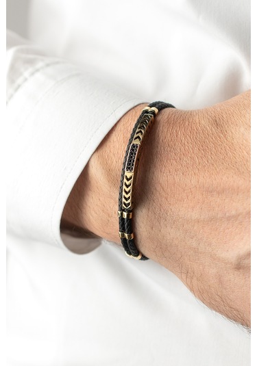 Cenova Kuyumculuk 14 Ayar Ayar Altın Siyah Halat Bileklik Siyah