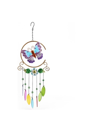 Demir Asılı Dekorasyonlar Renkli Metal Cam Kolyeler Bahçe Duvar Asma Sanat Dekorasyonu