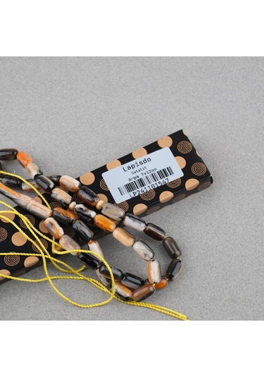 Galalit Arpa Kesim 7x12mm Tesbih -püskülsüz Kahverengi - Siyah