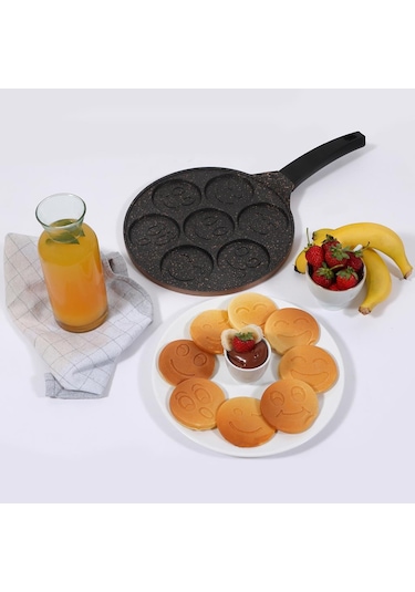 Serenk Fun Cooking Gülen Yüz Alüminyum Döküm Granit Kaplama Panke