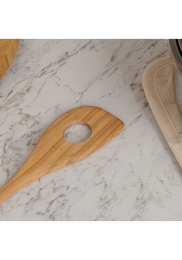Tivoli Zeytin Ağacı Büyük Delikli Spatula - Açık Kahverengi - 30 Cm Açık Kahverengi
