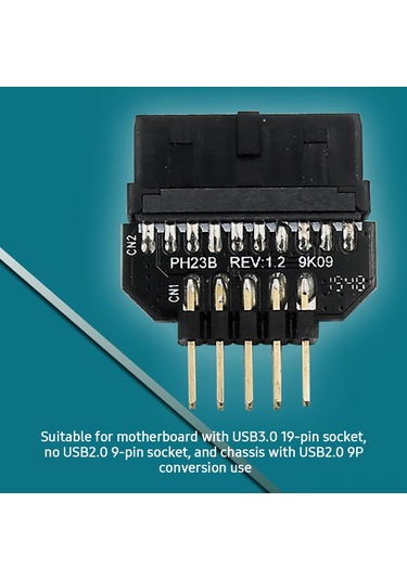 Yaleker Ph23b Anakart Usb3.0 19pin'den Usb2.0 9p'ye Ön Panel Bağlantı Adaptörü Siyah