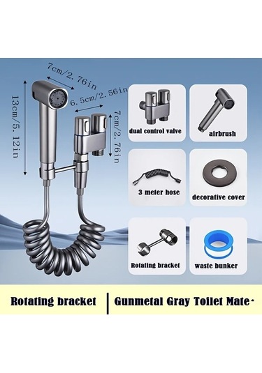 Fastbuy Challenger Siyah Çift Fonksiyonlu Yüksek Basınçlı Püskürtme Tabancası Seti Banyo Çamaşır Kiti Siyah