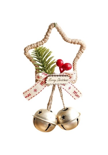 Elmpaly Altın Noel Çanı Yıldız Çilek Asma Ağacı Süsü Ev Dekoru Parti Aksesuarı