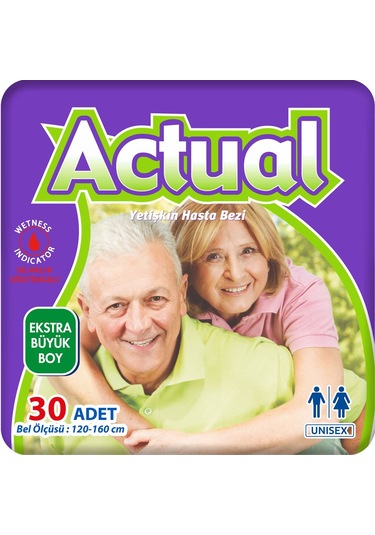 Actual Extra Büyük Boy Yetişkin Hasta Bezi XL Beden 30'Lu