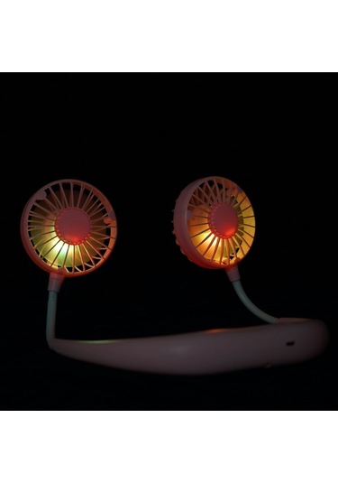 Pazly Boyun Bağlı Mini Fan Pembe - 3 Hız - Renkli Işık - Usb Şarjlı Kullanışlı