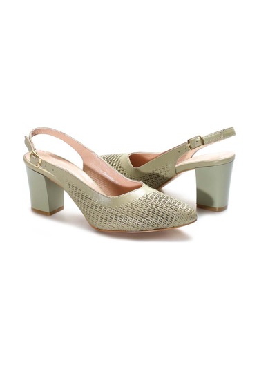 Hakiki Deri Kadın Kalın Topuklu Ayakkabı 064za360 Avokado