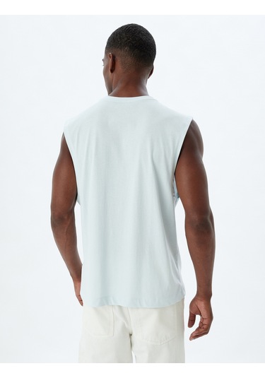 Koton Basic Kolsuz Tişört Bisiklet Yaka Pamuklu Mavi 4sam30042mk Mavi