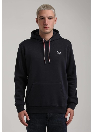 Kapüşonlu Lacivert Slim Fit Full-zip Sweatshirt 24fwm64084 Lacivert