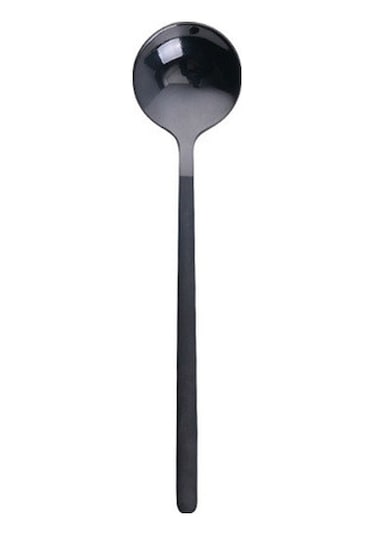 Mini Aksesuarlar Kahve Kaşığı Mutfak Tatlıspoon Yemek Yuvarlak Şekil Kahve Paslanmaz Çelik Ev Black , Size:17cm Siyah