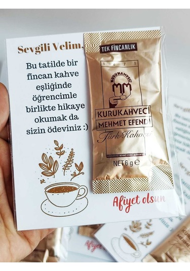 Okul Veli Hediyesi Tatil Hediyesi Kartlı Kahve 10 Adet