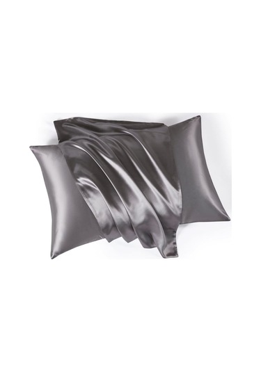 Antibakteriyel Terletmeyen İpek Saten Yastık Kılıfı 2'li 50x70 Gri Gri