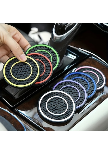 Zhanglei001 2 Adet Pvc Çift Halka Araç Bardaklığı Tabanı - Kırmızı, Kaymaz, Toz Geçirmez, Evrensel Kırmızı