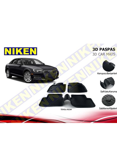 Audi A4 3D Havuzlu Paspas 2016+ B9 Niken