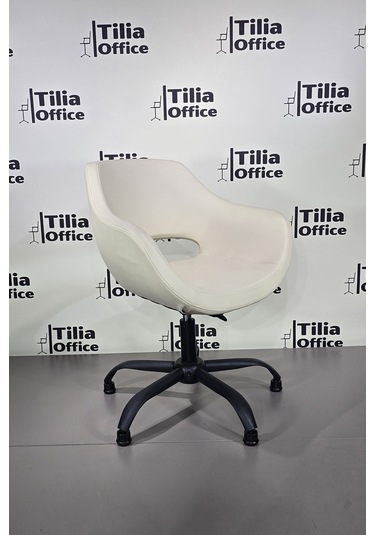 Monaco Çalışma Kesim Kuaför Koltuğu Yonca Sabit Siyah Ayak Krem