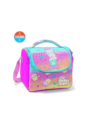 Coral High Kids Renkli Dondurmalı Kedi Desenli Thermo Beslenme Çantası 11881