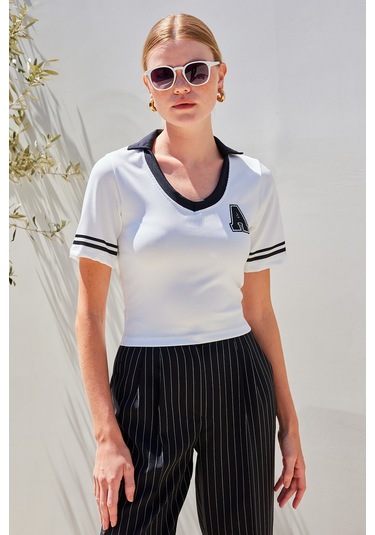 Bigdart 4320 Polo Yaka Basic Triko Bluz - Beyaz 001