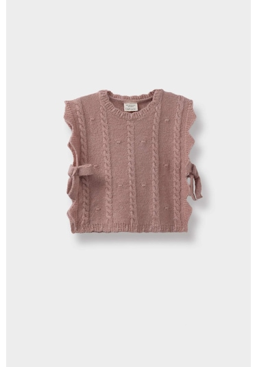 Defacto Kız Bebek Bisiklet Yaka Triko Süveter C8086a525aubr103 Pembe