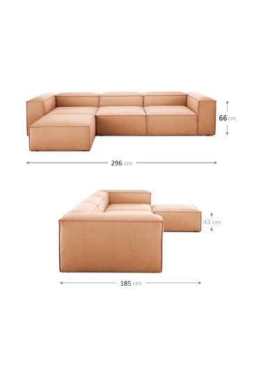 Most Mollis 4 Modül Köşe Koltuk Kiremit Keten Kumaş Yataş Sünge