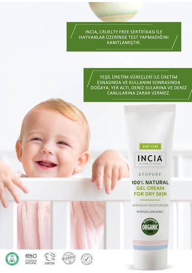 INCIA %100 Doğal Atopiğe Eğilimli Ciltler İçin Jel Krem Çok Kuru Ciltler İçin Yalancı İğde Yağı 60 ml